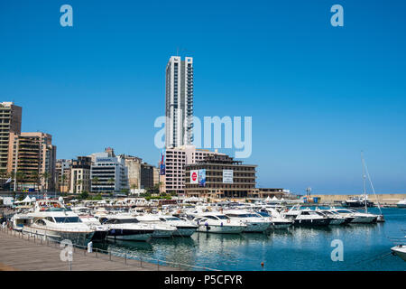 Nuovo moderno porto e marina lo sviluppo a Zaitunay Bay a Beirut, Libano Foto Stock