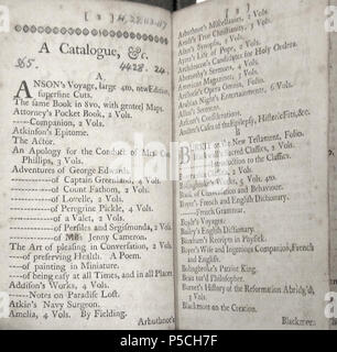 N/A. Da: un catalogo di libri di storia, la divinità, legge, delle arti e delle scienze e le diverse parti del gentile letteratura : per essere venduto da Garrat Noel, libraio in Dock-Street, New York. New York : stampato da H. Gaine, in Queen-Street, tra la mosca e Meal-Markets, 1755. (24 p. ; 16 cm.) . 1755. Stampato da H. Gaine 23 1755 GarratNoel NY BostonPublicLibrary p2 Foto Stock