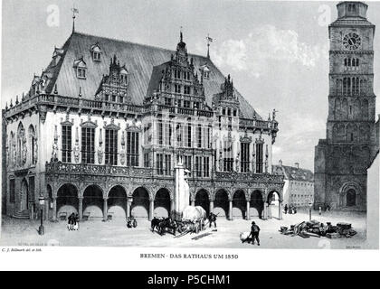 N/A. Deutsch: Bremer Rathaus mit Roland und Teil des Domes . circa 1850. Carl Johan Billmark (1804-1870) nomi alternativi Karl Johan Billmark; Karl-Johan Billmark Descrizione artista svedese Data di nascita e morte 28 gennaio 1804 Novembre 1870 Luogo di nascita e morte Stoccolma Parigi competente controllo : Q534911 VIAF:37189334 ISNI:0000 0000 6661 8664 ULAN:500022021 LCCN:no2012069549 GND:131517376 WorldCat , Uploader Hajotthu a de. 234 Bremen Rathaus 1850 C.J.Billmark Foto Stock