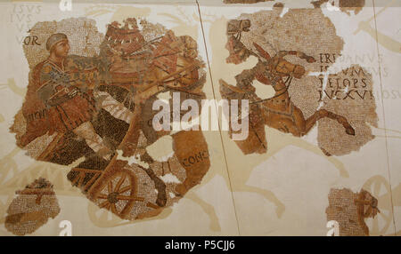 Circus mosaico (dettaglio) del IV secolo d.c. N/A 349 Circus mosaico1 Foto Stock