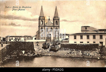 32 1920, Vila da Madalena, Porto Velho e Matriz da Vila da Madalena, Ilha do Pico, Arquivo de Villa Maria, Terceira, Açores Foto Stock