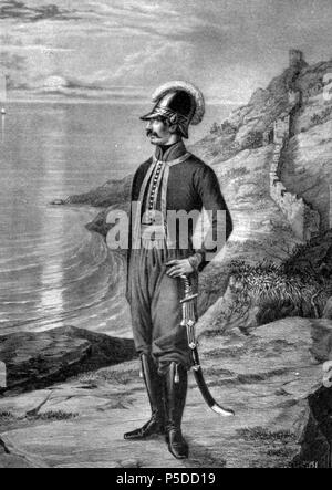 N/A. : , 1797-1801. " " " ". Inglese: Officer del Battaglione greca di Balaklava (Esercito Russo), 1797-1801. prima del 1841. Unknown 11 09 1211 illustrazioni per libri di descrizione storica degli abiti e armi di truppe russe Foto Stock