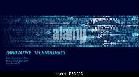 La connessione internet wireless tramite connessione wifi. Grandi data codice binario i numeri di flusso. Rete globale ad alta velocità di collegamento innovazione tasso di dati tecnologia illustrazione vettoriale Illustrazione Vettoriale