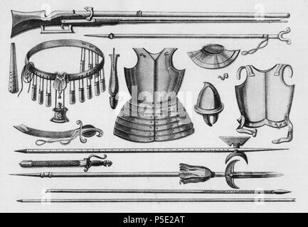 N/A. : , XVII ; 1647- . Prima di 1841. Sconosciuto 7 01 114 illustrazioni per libri di descrizione storica degli abiti e armi di truppe russe Foto Stock