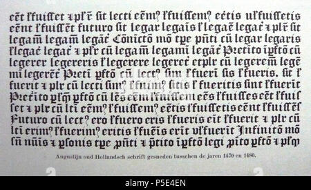 N/A. Inglese: Illustrazione da Haarlem printing company Joh. Enschedé anniversario della pubblicazione, prodotte in occasione del centocinquantesimo anniversario nel 1893 Dutch Agostino lettere 1470-1480 . 1893 (libro). Gio. Enschedé 516 Enschede-Dutch Agostino lettere 1470-1480 Foto Stock