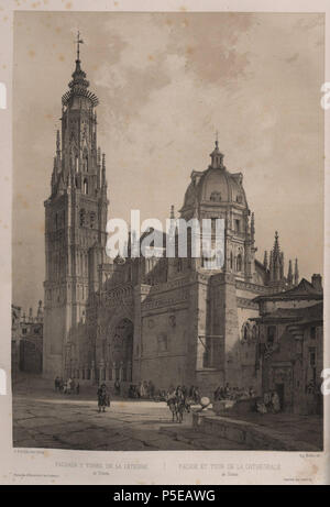 544 Fachada y torre de la Catedral de Toledo, de Jenaro Pérez Villaamil Foto Stock