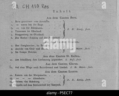 N/A. Deutsch: Buch: 'Dreyssig Schweitzer-Gegenden, als Zugabe zu J.G. Ebels Handbuch für Reisende durch die Schweiz' . circa 1810. Sconosciuto 320 CH-NB-Schweizergegenden-18719-page002 Foto Stock