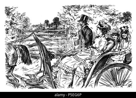 La premurosa cocchiere, caricatura e umorismo da Charles Keene (1823 - 1891) per Punch 1872 Foto Stock