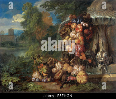 Inglese: ancora vita con frutta in un paesaggio, pendente circa 1690/1700. N/A 12 Jan Pauwel Gillemans (II), Pieter Rijsbraeck - ancora vita con frutta in un paesaggio, pendente Foto Stock