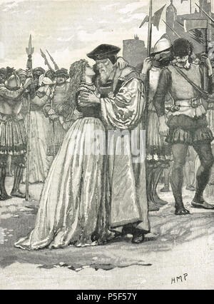 Margaret Roper congedo di suo padre, Sir Thomas More, Torre Wharf, alla sua esecuzione 6 Luglio 1535 Foto Stock