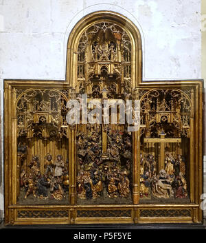 88 altare retablo con scene della Passione, Jan Borman il giovane, Bruxelles, c. 1520, rovere, policromi - Museo Schnütgen - Colonia, Germania - DSC00075 Foto Stock