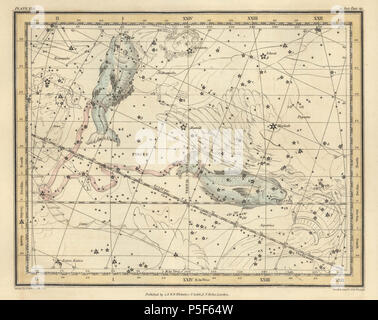 N/A. La piastra 22 da un atlante celeste comprendente un display sistematica del cielo in una serie di trenta mappe illustrato dalla descrizione scientifica dei loro contenuti e accompagnate da cataloghi delle stelle e esercizi astronomici . 1822. Alexander Jamieson 81 Alexander Jamieson Atlas-Plate celesti 22 Foto Stock