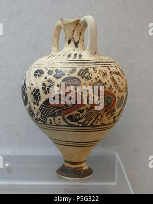 94 Amphoriskos, tardo periodo corinzio, 575-550 A.C. H 5730 - Martin von Wagner Museum - Würzburg, Germania - DSC05699 Foto Stock