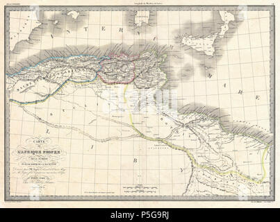 1829 Lapie mappa storica della Barbary Coast in epoca romana - Geographicus - AfriquePropre-lapie-1843. Foto Stock