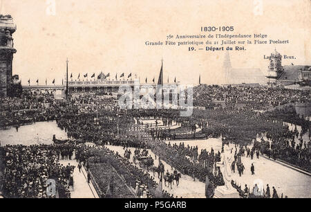 1830 1905, 75º aniversário da independência belga, 19, Arquivo de Villa Maria, Angra do Heroísmo, Açores.. Foto Stock