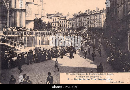 1830 1905, 75º aniversário da independência belga, Cortejo, Arquivo de Villa Maria, Angra do Heroísmo, Açores.. Foto Stock