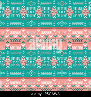 Colori retrò vettore tribale Navajo seamless pattern. azteca geometrica astratta stampa di arte. Illustrazione Vettoriale