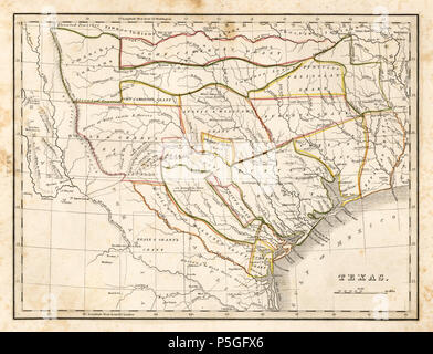 1835 Bradford Mappa del Texas. Foto Stock