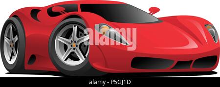 Red Hot in stile Europeo Sports-Car Cartoon illustrazione vettoriale Illustrazione Vettoriale