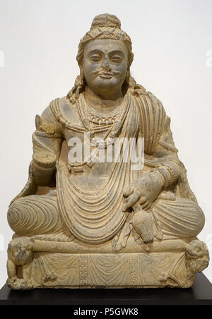 N/A. Inglese: presentano nel Museo delle Arti di Dallas Dallas, Texas, Stati Uniti d'America. 7 maggio 2017, 16:58:13. Daderot 225 Boshisattva Maitreya, India, Gandharan periodo, 200s-300s annuncio, scisto grigio - Museo dell'Arte di Dallas - DSC05023 Foto Stock