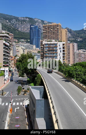 Vista del Larvotto trimestre in Monte Carlo, Monaco. Il Principato di Monaco è il secondo paese più piccolo del mondo. Foto Stock