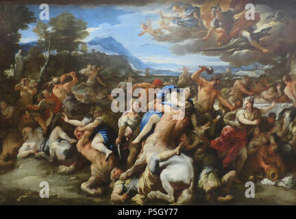 N/A. Inglese: "Battaglia di Lapiths e Centauri" di Luca Giordano, Eremo . Luca Giordano (1634-1705) nomi alternativi Luca Giordano, Luca Jordanus, Luca fa presto Descrizione pittore italiano, disegnatore e incisore e incisore, Data di nascita e morte 1632 12 gennaio 1705 Luogo di nascita e morte di Napoli Napoli sede di lavoro Napoli (1651-1678), Roma (1654), Firenze (1679-1682), Venezia (1667), Bergamo (1685), Madrid (ca. 1692-1702), Napoli (1702-1705) Autorità di controllo : Q332494 VIAF:233370534 ISNI:0000 0003 6778 6987 ULAN:500115457 LCCN:N85240521 NLA:35670230 WorldCat 1 'Battaglia di L Foto Stock