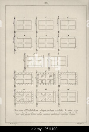 N/A. : , 1674 . 1-, 2-, 3-, 4-, 5-, 6-, 7-, 8-, 9-, 10-, 11-, 12-, 13-, 14- inglese: Colori di Streltsy. prima del 1841. Sconosciuto 7 01 126 illustrazioni per libri di descrizione storica degli abiti e armi di truppe russe Foto Stock