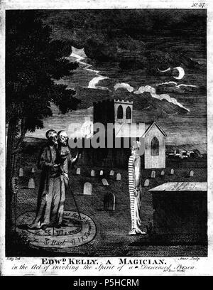 N/A. 'L'Edw[ar]d Kelly, un mago. in atto di invocare lo Spirito di una persona deceduta." . 1806. incisi da Ames di Bristol (secondo Fincham, artisti e incisori di inglesi e americani prenota piastre, 1897), il disegno originale da Sibly 44 un mago di Edward Kelly Foto Stock