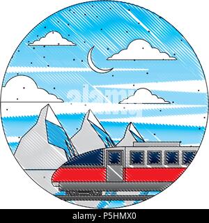 Electric Treno veloce con paesaggio snowly illustrazione vettoriale design Illustrazione Vettoriale