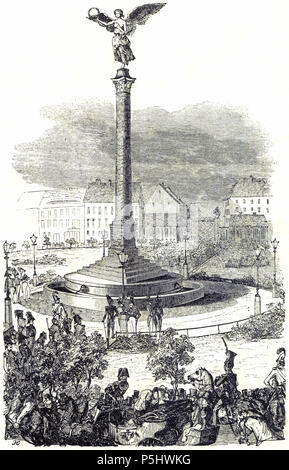 N/A. Deutsch: Enthüllung der Friedenssäule auf dem Belle-Alliance-Platz a Berlino um 1843. Inglese: Colonna della pace sul Belle-Alliance-luogo a Berlino. . La scansione Jwnabd 191 Friedenssaeule Berlino Foto Stock