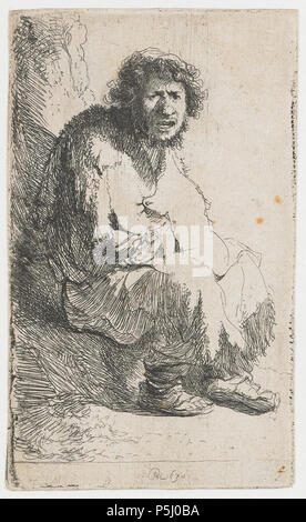 Beggar seduto su una banca 1630. N/A 159 B174 Rembrandt Foto Stock