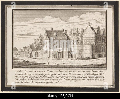 N/A. Nederlands: Beschrijving Het Leprosenhuys t Amsterdam zo als het was in den Jaere 1608 Historiserende voorstelling van het Amsterdamse Leprozenhuis naar de situatie in 1608. Kopie naar de prent van Rademaker uit: Nederlandsche Outheeden en Gezigten. Techniek: ets Documenttype prent Vervaardiger Rademaker, Abramo (1675-1735) Collectie Collectie Stadsarchief Amsterdam: album Datering 1725 t/m 1730 Geografische naam Lazarussteeg Inventarissen http://archief.amsterdam/archief/10054 Afbeeldingsbestand B00000023834 . 1725 t/m 1730. Rademaker, Abramo (1675-1735) 55 Abramo Rademaker, AFB B000 Foto Stock