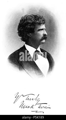 N/A. Inglese: immagine da una copia scansionata di un libro 'A Tramp Abroad" (1880) di Mark Twain. L'immagine è stata ritagliata e la tonalità seppia rimosso. 1880. Mark Twain (1835-1910) nomi alternativi Samuel Langhorne Clemens Descrizione scrittore americano Data di nascita e morte 30 novembre 1835 21 aprile 1910 Luogo di nascita e morte in Florida, Missouri Redding, Connecticut periodo di lavoro 1851-1910 competente controllo : Q7245 VIAF:50566653 ISNI:0000 0003 7094 1704 ULAN:500020427 LCCN:N79021164 NLA:35028957 WorldCat 30 1880. Un barbone all'estero 0008 Foto Stock