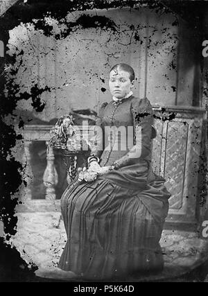 [Una donna seduta] [GRAPHIC].. 1 negativi : vetro, collodio umido, b&W ; 10,5 x 8 cm. circa 1875. Thomas, Giovanni, 48 una donna seduta NLW3364788 Foto Stock