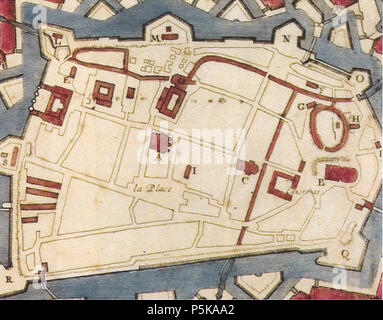 N/A. Français : Détail du " Plan de la ville d'Aire et du Fort Saint François' . 1710. Jacques Harrewyn 71 Aire-sur-la-Lys - 1710 mappa Foto Stock