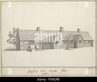 N/A. Inglese: Ink-wash illustrazione di Rochford Alms case in Essex, 1787. 1787. Smith, Giovanni Tommaso 87 Alms house rochford Foto Stock