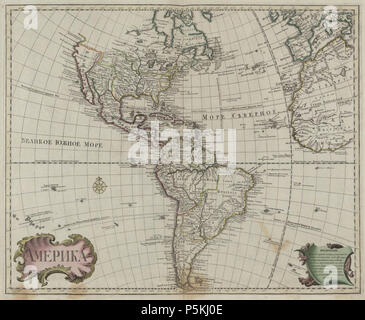 N/A. : (1745). Inglese: primo ufficiale di atlante geografico dell'impero russo (1745). Mappa delle Americhe. 1745. (Accademia Russa delle Scienze) 93 America Map 1745 (RUS) Foto Stock