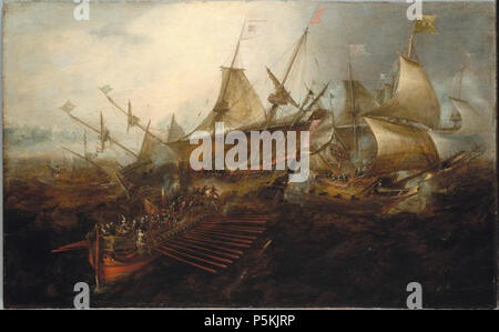 Inglese: battaglia navale tra 1607 e 1652. N/A 100 Andries Van Eertvelt - Battaglia Navale Foto Stock