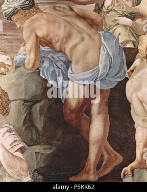 Deutsch: Fresken der Kapelle der da Eleonora di Toledo im Palazzo Vecchio in Florenz, rechte Seitenwand: Durchzug der Israeliten durch das Rote Meer, dettaglio 1541-1542. N/A 101 Angelo Bronzino 027 Foto Stock