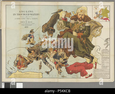 102 pescare nel torbido - un serio-comic Mappa di Europa - Kungliga Biblioteket - 2818247-pollice Foto Stock