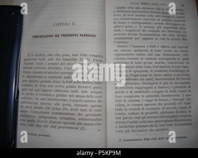 N/A. Foto del libro 'Dalla Terra alla Luna", stampata nel 1880. 1865. Jules Verne (1828-1905) nomi alternativi Jules Gabriel Verne Descrizione lo scrittore francese Data di nascita e morte 8 Febbraio 1828 24 marzo 1905 Luogo di nascita e morte Nantes Amiens periodo di lavoro 1850- competente controllo : Q33977 VIAF:76323989 ISNI:0000 0001 2140 0562 ULAN:500253402 LCCN:N79064013 NLA:35580378 WorldCat 407 Dalla Terra alla Luna pag. 12-13 Foto Stock