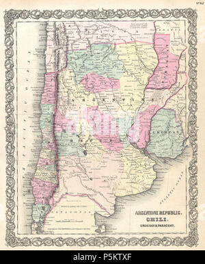 1855 Colton Mappa di Argentina, Cile, Paraguay e Uruguay - Geographicus - ArgentinaChile-colton-1855. Foto Stock