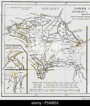 N/A. Inglese: Mappa di antico Egitto creato da James Rennell come un inserto per il suo libro "Il sistema geografico di Erodoto ha esaminato e spiegato" (pubblicata 1800 e 1830). Questa mappa mostra Rennell la comprensione della geografia dell'Egitto del delta del Nilo durante il greco classico periodo (510 A.C. - 323 a.C.) basato sugli scritti di Erodoto (484 A.C. - 425 a.C.). 1800. Carl Drews scandito la mappa e migliorato il contrasto dei colori. 98 AncientEgyptJamesRennell01 Foto Stock