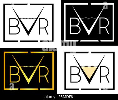 Bar con la lettera a nella forma di un vetro nel telaio barra logo minimalista Illustrazione Vettoriale