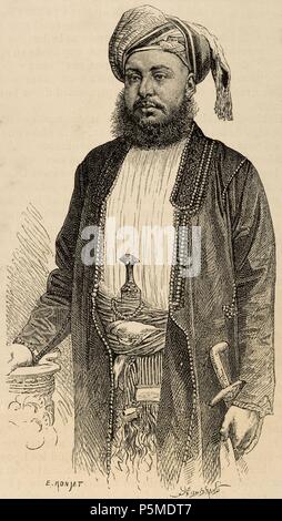 Bargash bin Said (1837-1888). Il Sultano di Zanzibar. Incisione del mondo illustrato, 1883. Foto Stock