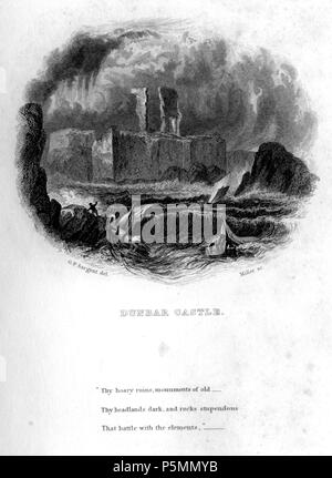 N/A. Dunbar Castle incisione di William Miller dopo G F Sargent (Miller pagato £5-5-0 nel XII 1831 per incisione), pubblicato in castelli, palazzi e nelle prigioni di Maria di Scozia. Charles Mackie. Londra. C Cox, 12, King William St, Strand, Oliver & Boyd Edinburgh, David Robertson, libraio alla Regina Glasgow, James Chalmers Dundee, & J Robertson Dublino. 1849 . 1832. William Miller (1796-1882) nomi alternativi William Frederick I Miller; William Frederick, ho Miller Descrizione incisore scozzese Data di nascita e morte 28 Maggio 1796 20 gennaio 1882 Luogo di nascita e morte Shef Edimburgo Foto Stock