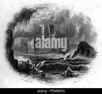 N/A. Dunbar Castle vignette incisione di William Miller dopo G F Sargent (Miller pagato £5-5-0 nel XII 1831 per incisione), pubblicato in castelli, palazzi e nelle prigioni di Maria di Scozia. Charles Mackie. Londra. C Cox, 12, King William St, Strand, Oliver & Boyd Edinburgh, David Robertson, libraio alla Regina Glasgow, James Chalmers Dundee, & J Robertson Dublino. 1849 . 1832. William Miller (1796-1882) nomi alternativi William Frederick I Miller; William Frederick, ho Miller Descrizione incisore scozzese Data di nascita e morte 28 Maggio 1796 20 gennaio 1882 Luogo di nascita e morte Edinb Foto Stock
