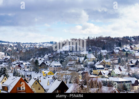 Chiesa di Seiffen Sassonia Germania nel periodo invernale Foto Stock