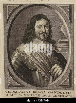 N/A. Grafik aus dem Klebeband Nr. 1 der Fürstlich Waldeckschen Hofbibliothek Arolsen Motiv: Gil de Haes, Generalwachtmeister im Dreißigjährigen Krieg; 1649-53 venezian. Autorità Obergeneral GND controllo:101972806X . dopo il 1649. Sconosciuto 130 Arolsen Klebeband 01 377 2 Foto Stock