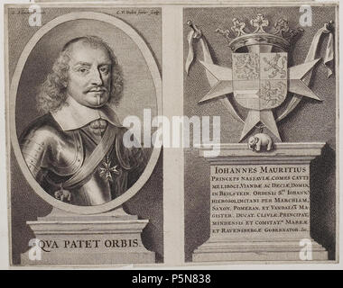 N/A. Grafik aus dem Klebeband Nr. 2 der Fürstlich Waldeckschen Hofbibliothek Arolsen Motiv: Johann Moritz Fürst von Nassau-Siegen . Il XVII secolo. G. Klock pinx., C. V. Dalen junior sculp. 132 Arolsen Klebeband 02 079 2 Foto Stock